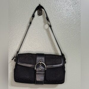 Vintage Coach Black & Silver SoHo Shoulder Bag Purse